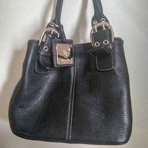 **sold**Tignanello Black Leather Handbag Purse